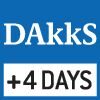 DAkkS-Kalibrierung (DKD): Die Dauer der DAkkS-Kalibrierung in Tagen ist im Piktogramm angegeben.